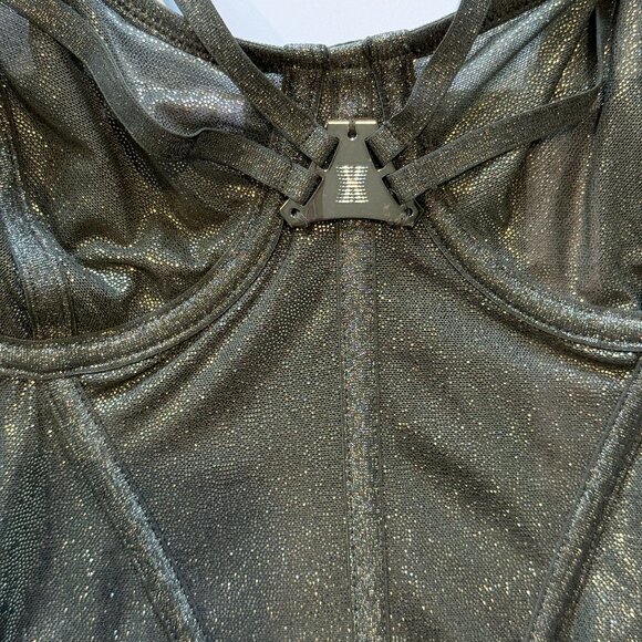 Savage X Fenty Going Platinum Mesh Bustier Deep Forest Green Size L 12–14 - Picture 3 of 9